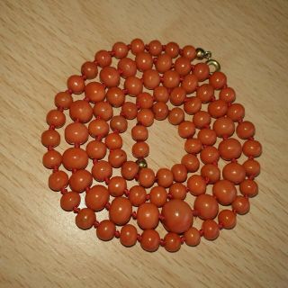 6 Old Vintage Natural Undyed Chinese Coral Necklace Beads 19 Grams 8