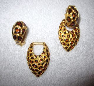 Craft Dangle Hoop Gold Leopard Clip Earrings Gem - Craft 2 - Way Convertible