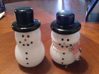 2 Vintage Joe Rice Snowmen Paperweights.  Christmas In July.