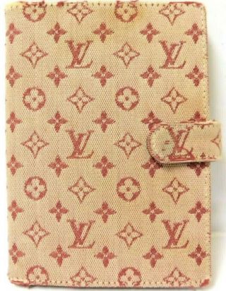 Auth Louis Vuitton Vintage Red White Idylle Canvas Diary Notebook Cover CA0061 2
