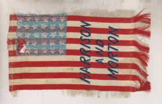Rare 1888 Presidential Campaign Flag Silk - Harrison And Morton