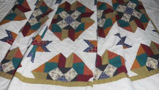 Handmade Quilt Stars Hand Stitched Vintage 85 " X 90 " Queen Or Full Size Quilt