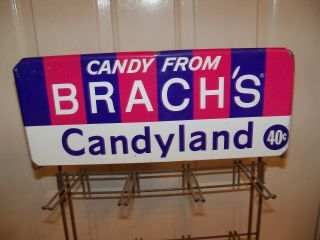 Vintage BRACH ' S CANDYLAND Candy Store Display Rack Metal Sign, 2