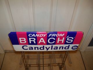 Vintage BRACH ' S CANDYLAND Candy Store Display Rack Metal Sign, 3