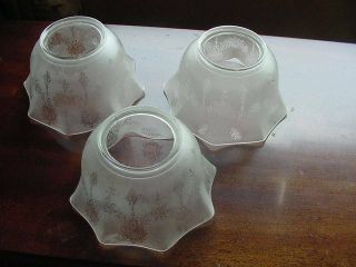 Set Of 3 Vintage Gas Light Fixture Shades,  Frosted,  4 Inch Fitter
