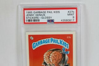 Vintage 1985 Series 1 Glossy Garbage Pail Kids Card PSA 9 Jenny Genius 27b 2