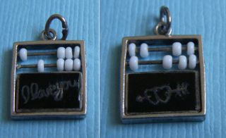 Vintage Enamel Movable I Love You Blackboard With Beads Sterling Charm