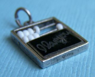 Vintage enamel movable I Love You blackboard with beads sterling charm 4