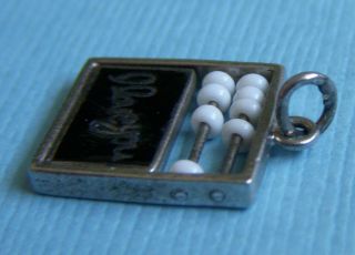 Vintage enamel movable I Love You blackboard with beads sterling charm 5