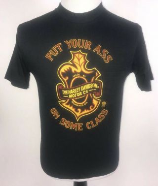 Vintage Harley Davidson Put Your Ass On Some Class Chest Pocket T - Shirt Size M