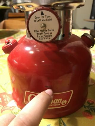 Vintage 1967 Red Coleman 200A Gas Camping Lantern W/ Box And Papers 3