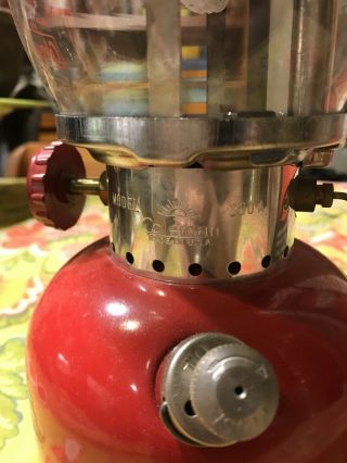 Vintage 1967 Red Coleman 200A Gas Camping Lantern W/ Box And Papers 5