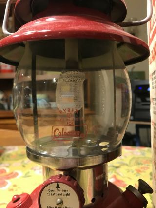 Vintage 1967 Red Coleman 200A Gas Camping Lantern W/ Box And Papers 7