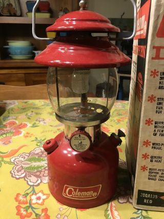 Vintage 1967 Red Coleman 200A Gas Camping Lantern W/ Box And Papers 8