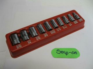 Snap - On Tools Vintage 1/4 " Drive Sae 12 Point Socket Set 3/16 To 9/16