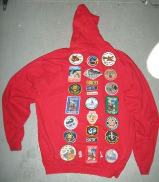 Vintage 1991 - 95 Colorado Leaders Red Sweatshirt W/ 45 Cub & Boy Scout Patches
