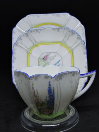 Vintage Shelley " My Garden " Queen Anne Tea Cup,  Saucer & Plate - Pattern :11607