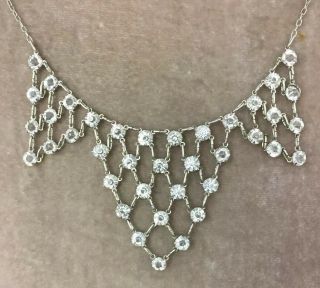 Vintage Art Deco Jewellery Stunning sparkling crystal Bezel Set bib necklace 3