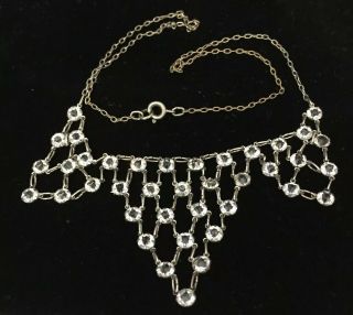 Vintage Art Deco Jewellery Stunning sparkling crystal Bezel Set bib necklace 6