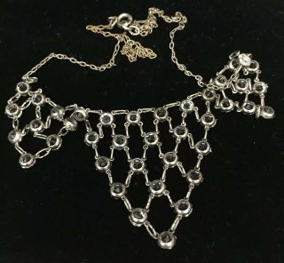 Vintage Art Deco Jewellery Stunning sparkling crystal Bezel Set bib necklace 7