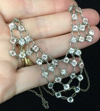 Vintage Art Deco Jewellery Stunning sparkling crystal Bezel Set bib necklace 8