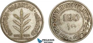Ae050,  Palestine,  100 Mils 1934,  London,  Silver,  F - Vf,  Rare