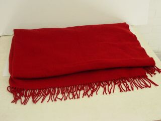 Vintage Red Burgandy 100 Cashmere Blanket 60 X 72 Made In Scotland Fringe Soft