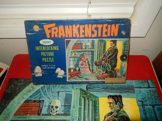 Vintage 1960 ' s Jaymar Frankenstein Puzzle Complete with Box 5