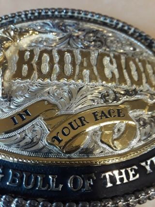 Vintage BODACIOUS Belt BUCKLE 94 - 95 PRCA BUCKING BULL OF THE YEAR - Silver Plated 2