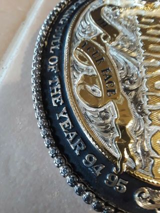 Vintage BODACIOUS Belt BUCKLE 94 - 95 PRCA BUCKING BULL OF THE YEAR - Silver Plated 6