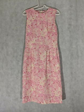 Agnes B Vintage Pink Rose Floral Dress Size 38 France