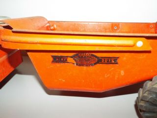 Vintage Orange Wyandotte Earth Mover With Dump Trailer 1602 Pressed Steel 1950s 3