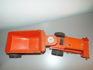 Vintage Orange Wyandotte Earth Mover With Dump Trailer 1602 Pressed Steel 1950s 8