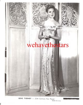 Vintage Gene Tierney Gorgeous Glamour Lame Gown 40s Publicity Portrait