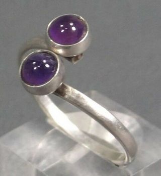 Fine Antique Art Deco Sterling Silver&couple Amethyst Gemstone Ring Lady Jewelry