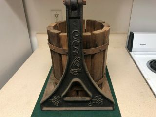 Antique Vintage Belknap 1840 Oak Wood & Iron Fruit Grape Wine Apple Cider Press 6