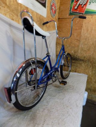 1974 SCHWINN FAIR LADY STINGRAY MUSCLE BICYCLE BANANA SEAT BLUE VINTAGE RAT ROD 2