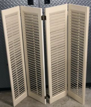 Vintage ‼️ Set Interior Wood Window Shutters ‼️ Louvered 37” Wide X 39.  5” Tall