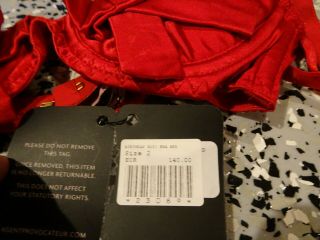 agent provocateur birthday play suit red with tags bra panties rare 4
