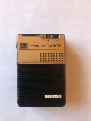 Vintage Zephyr Model Gr - 3t6 Six Transistor Radio Rare /plays