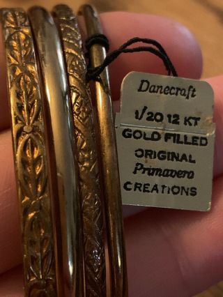 Vintage Danecraft 1/20 12 KT Gold Filled Bangle Bracelets,  Art Deco 2