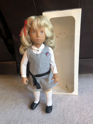 16 " Vintage 114s Sasha Doll Blonde Girl In School Uniform,  Box,  Made In England