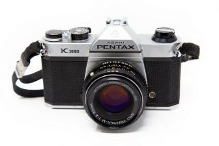 Vintage Pentax Asahi K1000 35mm SLR film Camera with 50mm lens,  strap 2