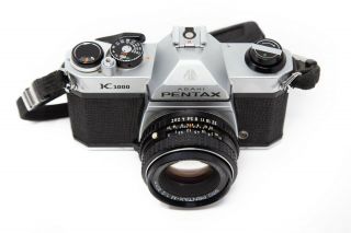 Vintage Pentax Asahi K1000 35mm SLR film Camera with 50mm lens,  strap 3