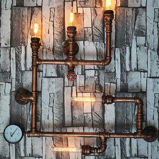 5 Bulbs Luxury Industrial Water Pipe Wall Lamp Retro Vintage Sconce Light Decor