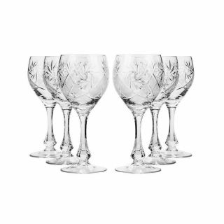 Neman Glassworks,  10 - Oz Russian Crystal Wine Glasses,  6 - Pc Vintage Goblets Set