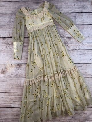 Womens 4 ? Gunne Sax By Jessica Vintage 70s Sunflower Prairie Dress Maxi Length