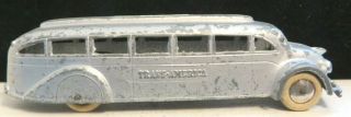 Vintage Tootsietoy 5 3/4 " Rare Trans America Silver Bus Mfg.  1941