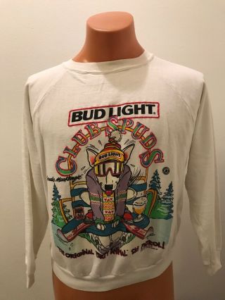 Vintage 87 Bud Light Club Spuds The Party Animal Ski Patrol Sweatshirt