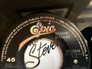 Shakin’ Stevens Rare 7” MEXICO “Te Lo Dije” (DIDDLE I) B/w Love Me Tonight Radio 8